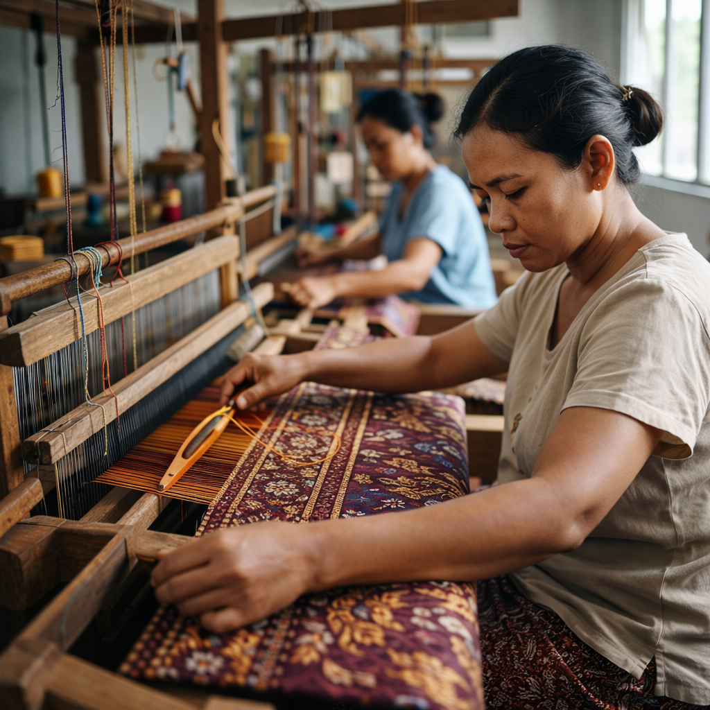 Indonesian artisan crafting traditional products